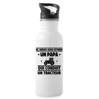 Ne jamais sous-estimer un papa agriculteur - Gourde avec paille intégrée - blanc - Droite