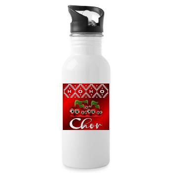 WEIHNACHTEN SINGEN CHOR - Trinkflasche mit integriertem Trinkhalm - Weiß - Rechts