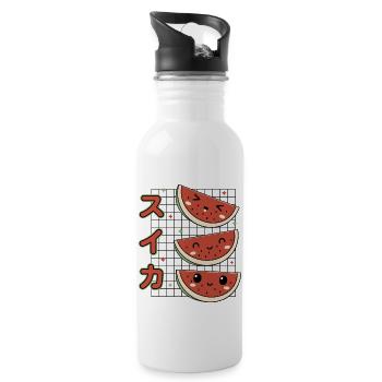Kawaii Wassermelonen - Trinkflasche mit integriertem Trinkhalm - Weiß - Rechts