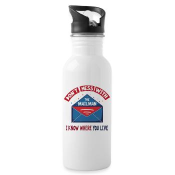 Lustiger Spruch für Postboten - Trinkflasche mit integriertem Trinkhalm - Weiß - Rechts