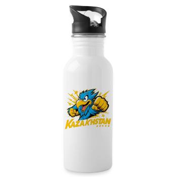Kazakhstan Eagle Flag Flag Power Cool Gift - Water bottle with straw - white - Right