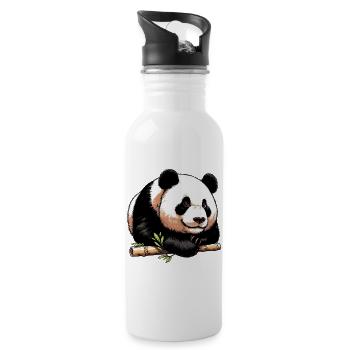Panda - Trinkflasche mit integriertem Trinkhalm - Weiß - Rechts