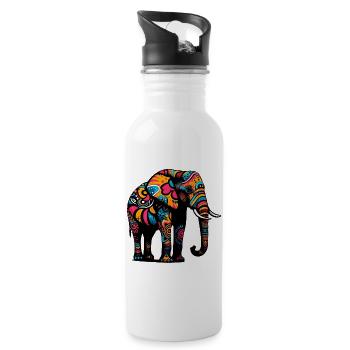 Éléphant - Gourde avec paille intégrée - blanc - Droite