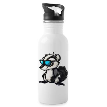 Skunk Comic Cool - Water bottle with straw - white - Right