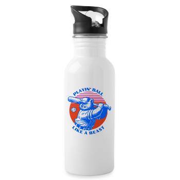 Ours de baseball de style rétro - Gourde avec paille intégrée - blanc - Droite