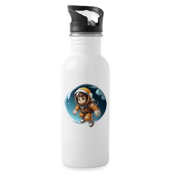 Der Weltraumprimat - Trinkflasche mit integriertem Trinkhalm - Weiß - Rechts