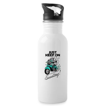 Wild Ride – Cartoon Scooter Rebel - Water bottle with straw - white - Right