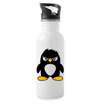 Pingouin a l’air sérieux mal dangereux look cool - Gourde avec paille intégrée - blanc - Droite