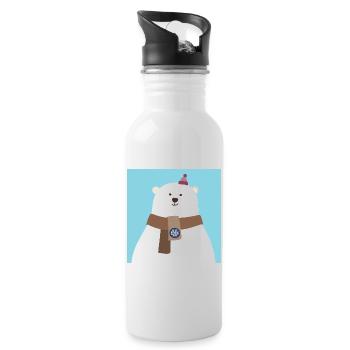 Poster Polar Bear North Pole Bear Snow Winter Cool - Water bottle with straw - white - Right
