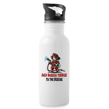 Jack Russell Terrier Fireman - Water bottle with straw - white - Right