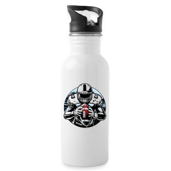 American Football Ball Touchdown - raffstaff ® - Trinkflasche mit integriertem Trinkhalm - Weiß - Rechts