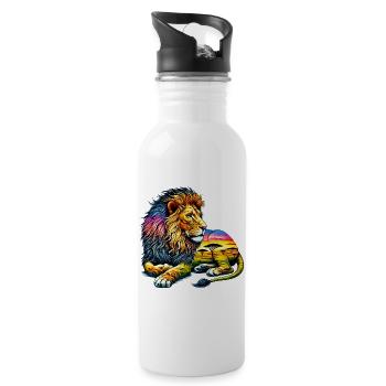 Lion - Water bottle with straw - white - Right