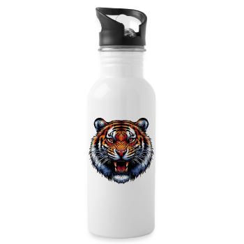 Tigre - Gourde avec paille intégrée - blanc - Droite