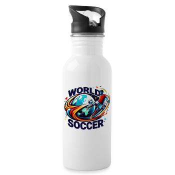 World Soccer Soccer Sport Team Goal - raffstaff ® - Water bottle with straw - white - Right