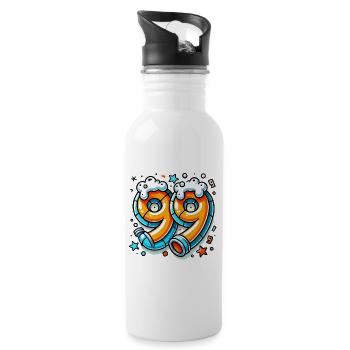 99 Probleme Graffiti Bier Design - Trinkflasche mit integriertem Trinkhalm - Weiß - Rechts