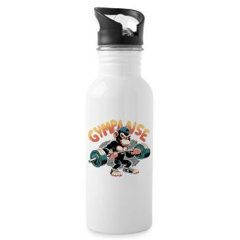 Gympanse Schimpanse witzig Gym Kraftsport Geschenk - Trinkflasche mit integriertem Trinkhalm - Weiß - Rechts