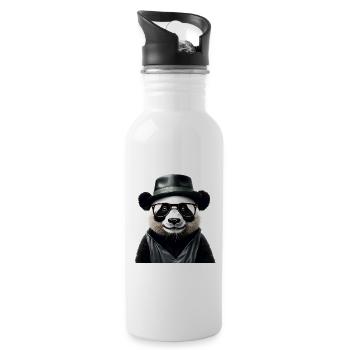 Panda élégant avec accessoires - Gourde avec paille intégrée - blanc - Droite