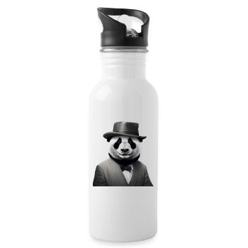 Panda élégant en smoking classique et fedora - Gourde avec paille intégrée - blanc - Droite