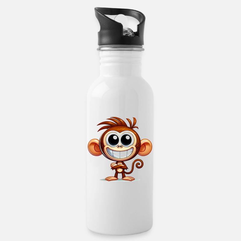 Singe - Gourde avec paille intégrée - blanc