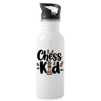 Chess Kid Schach Kinder Sprüche Zitate - Trinkflasche mit integriertem Trinkhalm - Weiß - Rechts