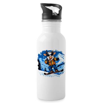 Vaches Snowboard / Vache Snowboardeuse - Gourde avec paille intégrée - blanc - Droite