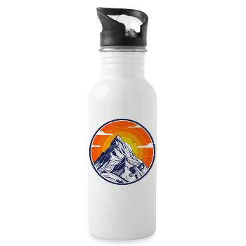 Majestic Mountain Sunset Design - Water bottle with straw - white - Right