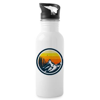 Mountain Sunset Adventure Design - Water bottle with straw - white - Right