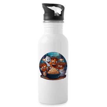 Die Lebkuchen-Kapern - Trinkflasche mit integriertem Trinkhalm - Weiß - Rechts
