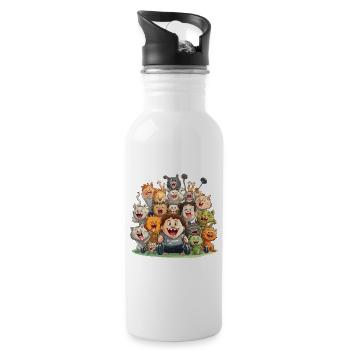 The Fit and Funny Crew - Water bottle with straw - white - Right