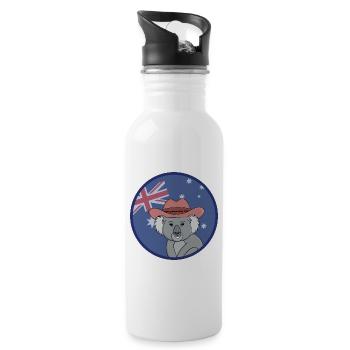 Adorable Koala with the Australian flag - Water bottle with straw - white - Right