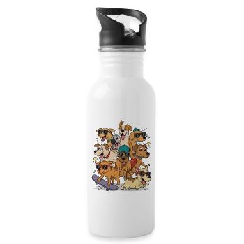 Happy dogs - Water bottle with straw - white - Right