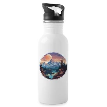 Gipfel-Gelassenheit - Trinkflasche mit integriertem Trinkhalm - Weiß - Rechts
