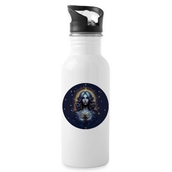 Moonlight Goddess Star Circle - Zodiac Sign Libra - Water bottle with straw - white - Right