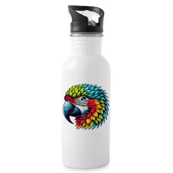 Papagei - Trinkflasche mit integriertem Trinkhalm - Weiß - Rechts