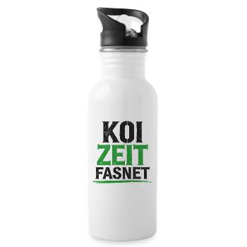 Koi Zeit Fasnet - Karneval Fasching - Trinkflasche mit integriertem Trinkhalm - Weiß - Rechts
