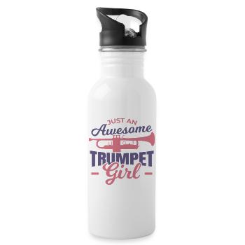Tolles Trompetenmädchen - Trinkflasche mit integriertem Trinkhalm - Weiß - Rechts