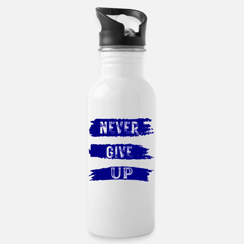NEVER GIVE UP - Gourde avec paille intégrée - blanc