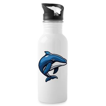 Whale Comic - Water bottle with straw - white - Right