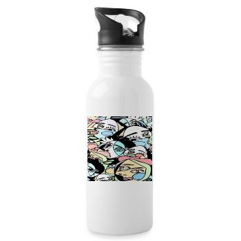 Crazy faces - Water bottle with straw - white - Right