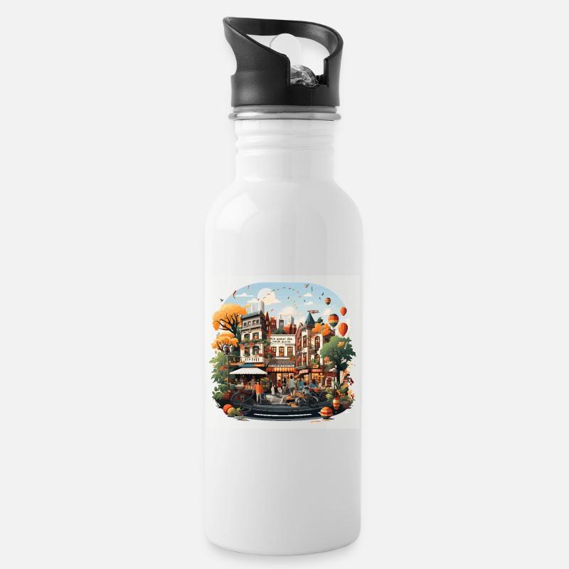 Ambiance du marché - Gourde avec paille intégrée - blanc