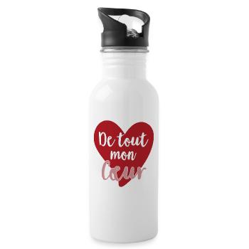 Coeur rouge avec lettrage romantique - Gourde avec paille intégrée - blanc - Droite