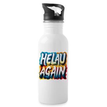 Helau Again Karneval Fasching - Trinkflasche mit integriertem Trinkhalm - Weiß - Rechts