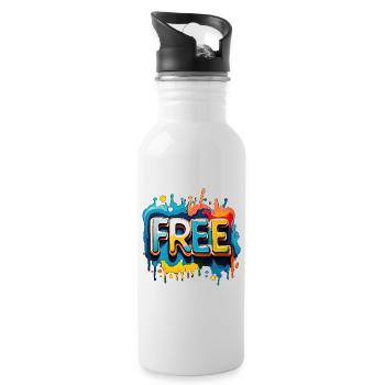 Freei, Free, Freedom - Water bottle with straw - white - Right