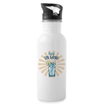 Enjoy Tin Gonic - Trinkflasche mit integriertem Trinkhalm - Weiß - Rechts