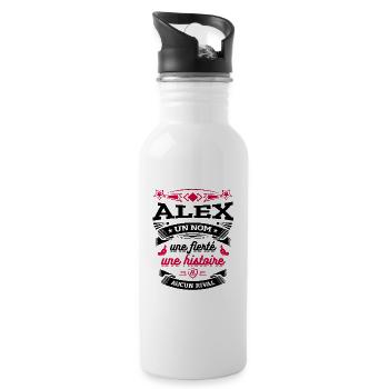 ALEX UN NOM UNE FIERTÉ AUCUN RIVAL - Gourde avec paille intégrée - blanc - Droite