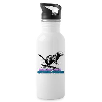 Rolling with otter-tude Skateboard Otter - Water bottle with straw - white - Right
