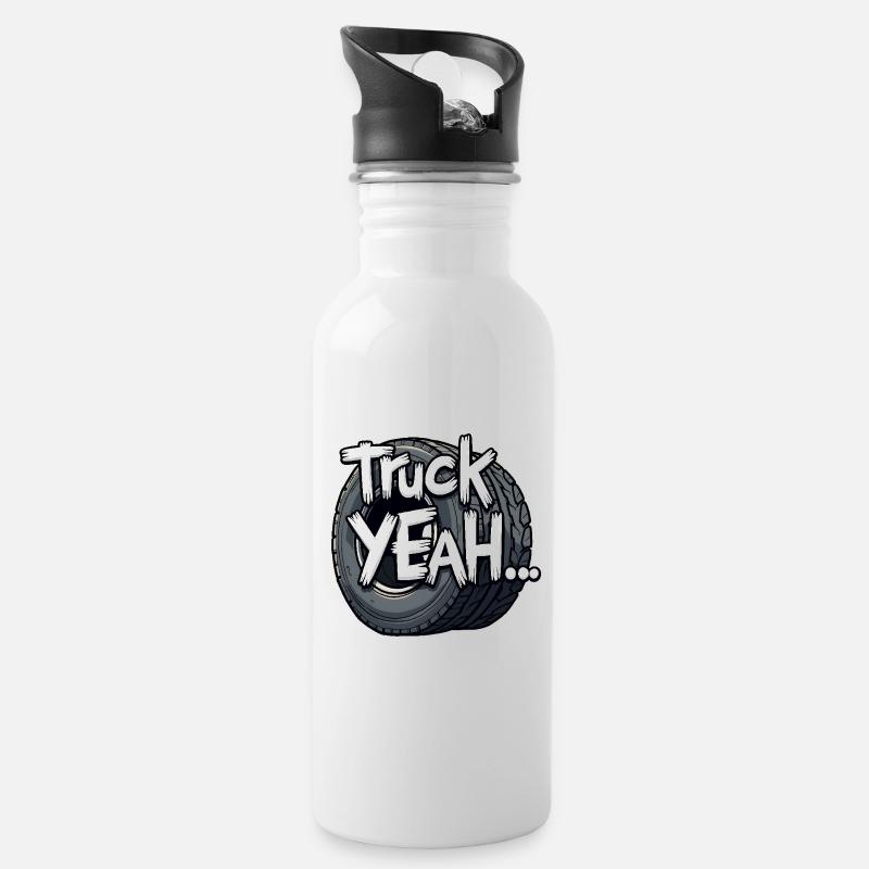 Truck Yeah! - Trinkflasche mit integriertem Trinkhalm - Weiß
