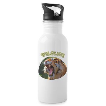 Tigre de la faune - Gourde avec paille intégrée - blanc - Droite