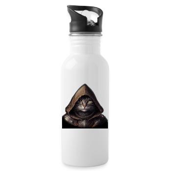 Cat Knight - Water bottle with straw - white - Right