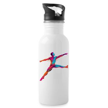 Male Ballet Dancer Synthwave - Water bottle with straw - white - Right